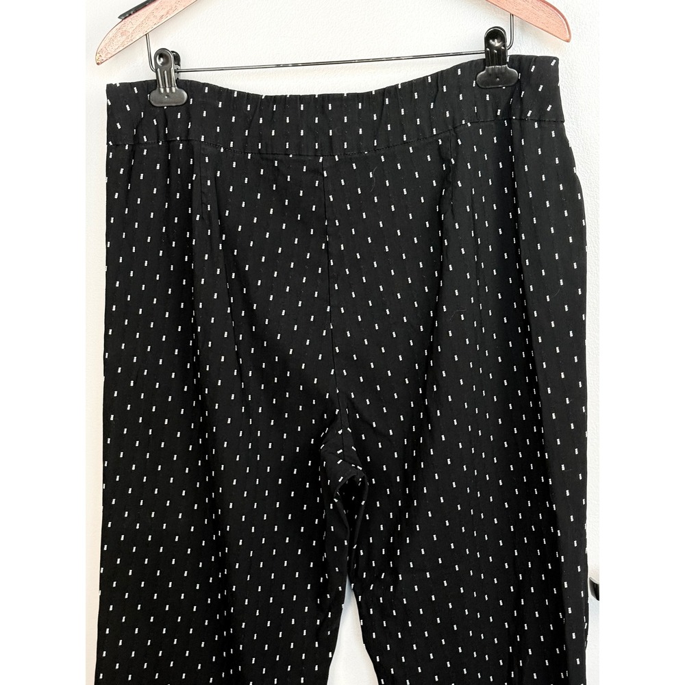 Talbots Trousers Women 16W Black White Dotted Straight Leg Elastic Waist Pants - Picture 8 of 10